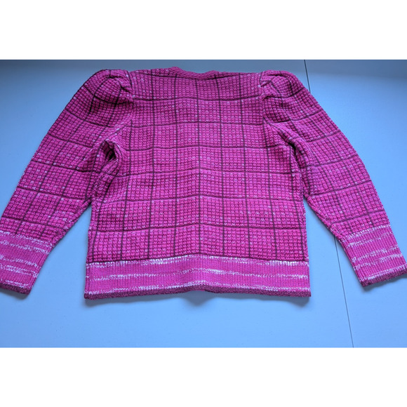 NWT L'Agence Jenni V-neck Cropped Knit Cardigan Size L Hot Pink #3E515 - Picture 11 of 15